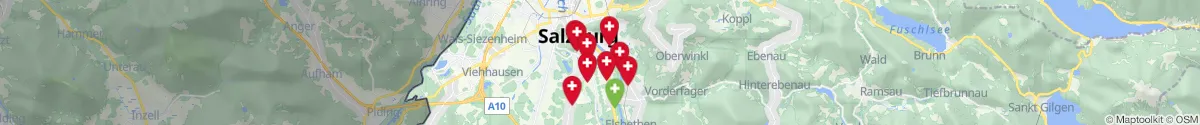 Kartenansicht für Apotheken-Notdienste in der Nähe von Salzburg-Süd (Salzburg (Stadt), Salzburg)